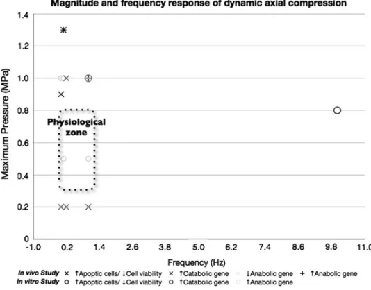 Fig. 1 Influences of magnitude and frequency of the dynamic compression acting on the IVD.