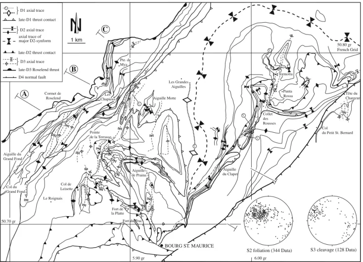 Fig. 7 a Metamorphic map and index minerals and b P–T-paths for selected samples whose location is indicated in a