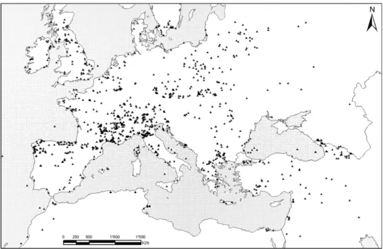 Fig. 1 Distribution of the pol- pol-len sites considered