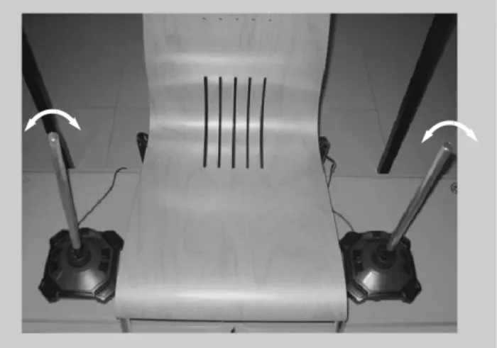 Fig. 1. Experimental design. The two joysticks are positioned on each side of the chair