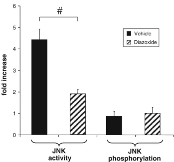 Fig. 4 After 30 min reoxygenation JNK phosphorylation did not parallel JNK activity in the ventricle