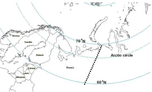 Fig. 1 Barents Region and situation of the grid points