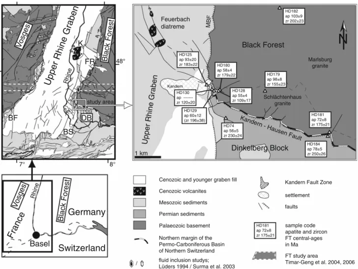 Fig. 1 Geological map of the study area (modified after Metz and Rein 1957; Schnarrenberger 1985; Chantraine et al