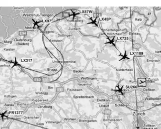 Abb. 3 Ein Mashup zur Visualisierung von Flugbahnen im Großraum Zürich [22]