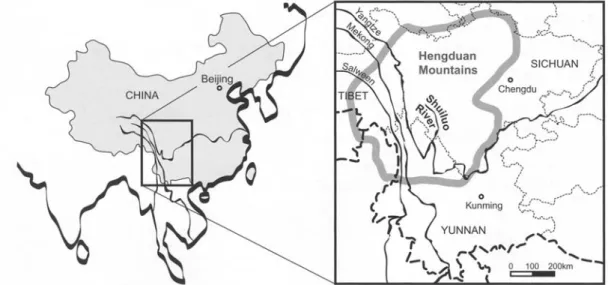 Fig. 1.  Location  of the study area in southwest China. 