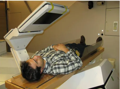 Fig. 5. Photograph of the retractable arm for holding the X-ray panel behind the patient on the side opposite to the nozzle (BEV X-ray).