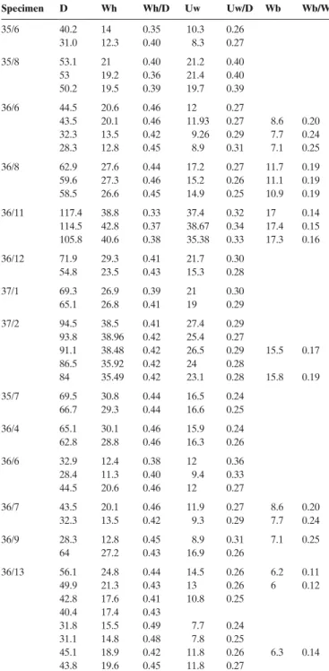 table 4.  Measurements  (mm)  and  ratios  of Witchellia cf.  sayni H auG   1893/