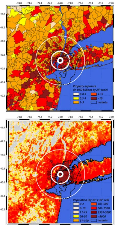 Fig. 5 An illustrative ‘‘extreme event’’ scenario—a Tunguska-type event over the New York metropolitan area