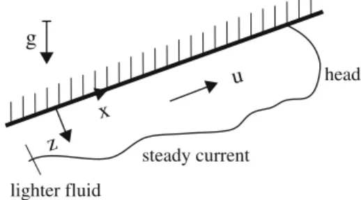 Fig. 1 Sketch of a gravity current flowing upwards