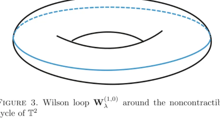Figure 3. Wilson loop W (1,0) λ around the noncontractible cycle of T 2