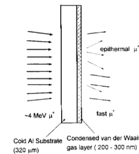 Fig.  1.  Principle  o f   the  moderation  technique  for  the  production  o f  very  slow  polarized  ~t +