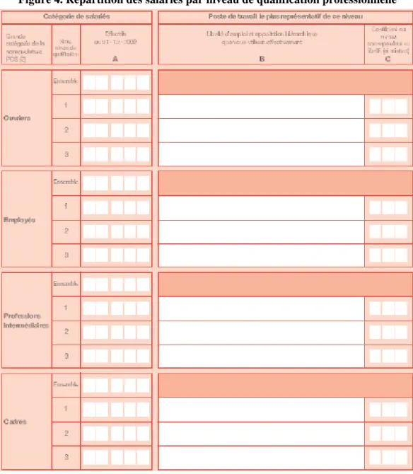 Figure 4. Répartition des salariés par niveau de qualification professionnelle 