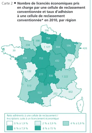 Tableau 5  •  Caractéristiques des licenciés économiques    pris en charge par une cellule de reclasse-   ment conventionnée, selon l’année    de signature de la convention 20102009 En % Sexe   Hommes .......................................................