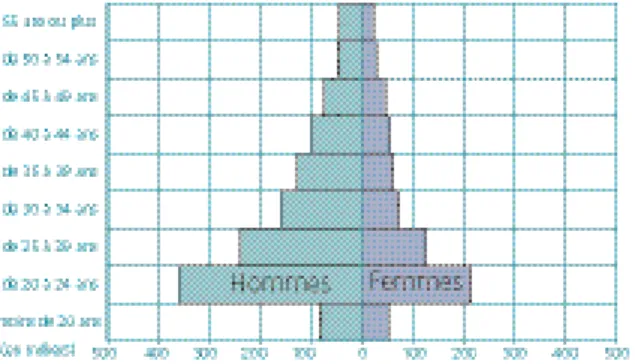 Graphique 2b • Pyramide des âges des salariés  des secteurs concurrentiels  (y compris agriculture) en 2010