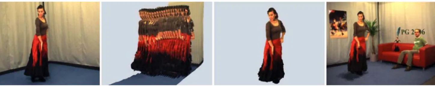 Fig. 2. Our interactive 3D video editing combines the advantages of 2D video editing with depth-enhanced 3D video streams