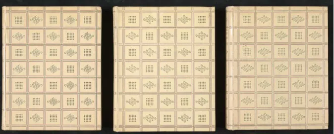 Fig. 1. The covers of the three volumes of Marcel Proust, À la recherche du temps perdu,  Paris, Gallimard, 1947
