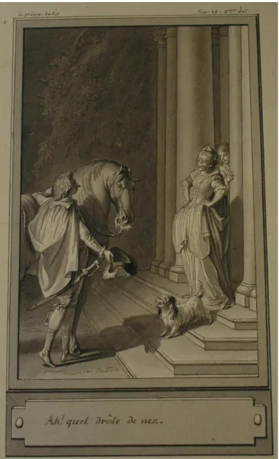 Fig. 12. Le Cabinet des Fées, Le Prince Désir, lavis de Cl.-P. Marillier, XXXV-2,  138 x 80 mm, Paris, BnF (cliché A