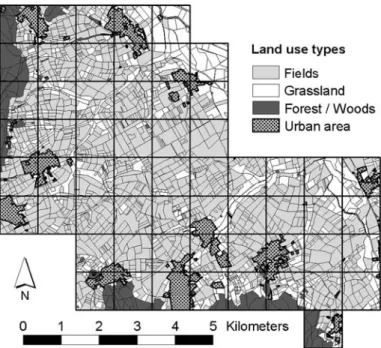 Figure 1. General map of the study area ‘Amo¨neburger Becken’ and distribution of main land use types.