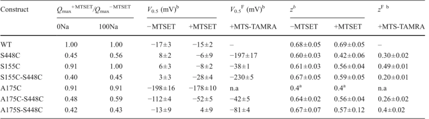 Table 2 Comparison of Boltzmann parameters for presteady-state and fluorescence Construct Q max +MTSET
