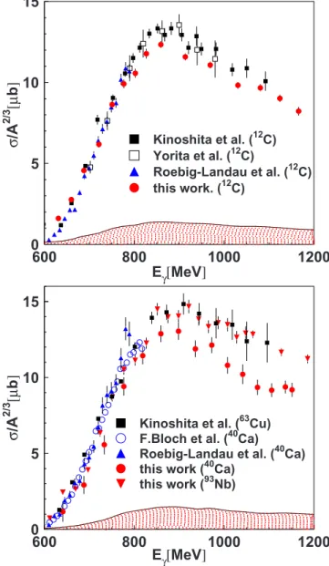 Fig. 8. Comparison with earlier results. Upper part: 12 C from Mainz [5], Tohoku [37], KEK [36] and this work