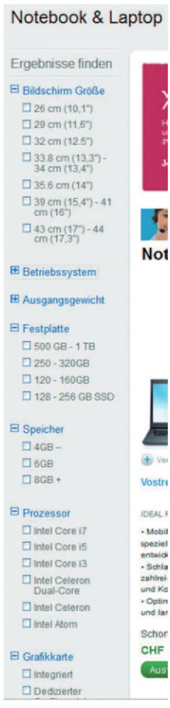 Fig. 3  Screenshot Dell Compu- Compu-ter Switzerland (Copyright Dell; 