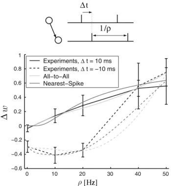 Fig. 10 The triplet rule reproduces the finding that increased frequency of pair repetition leads to increased potentiation in visual cortex  pyra-midal neurons