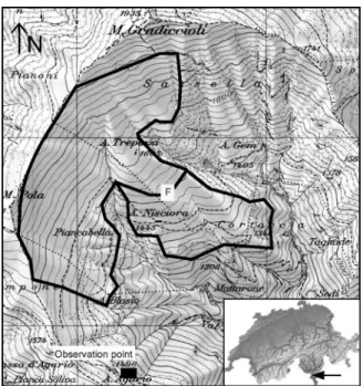 Fig. 1). The natural altitudinal limit of tree growth is around 1700 m, with beech (Fagus sylvatica) as the treeline species (Ellenberg 1996), but due to the long history of  graz-ing, the entire study area above 1400 m is now free of forest vegetation.