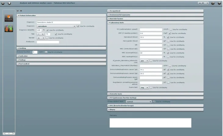 Fig. 12 Selection of the clinical parameters for case-based retrieval. A multimodal distance described in section “Similar case retrieval” is used (see Eq