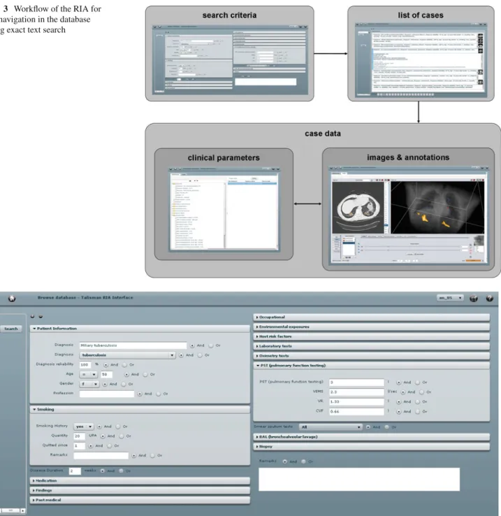 Fig. 3 Workflow of the RIA for the navigation in the database using exact text search