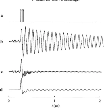Fig. 3. Transient signal of DPPH observed during and after the two-pulse inversion sequence (with- (with-out detection pulse)