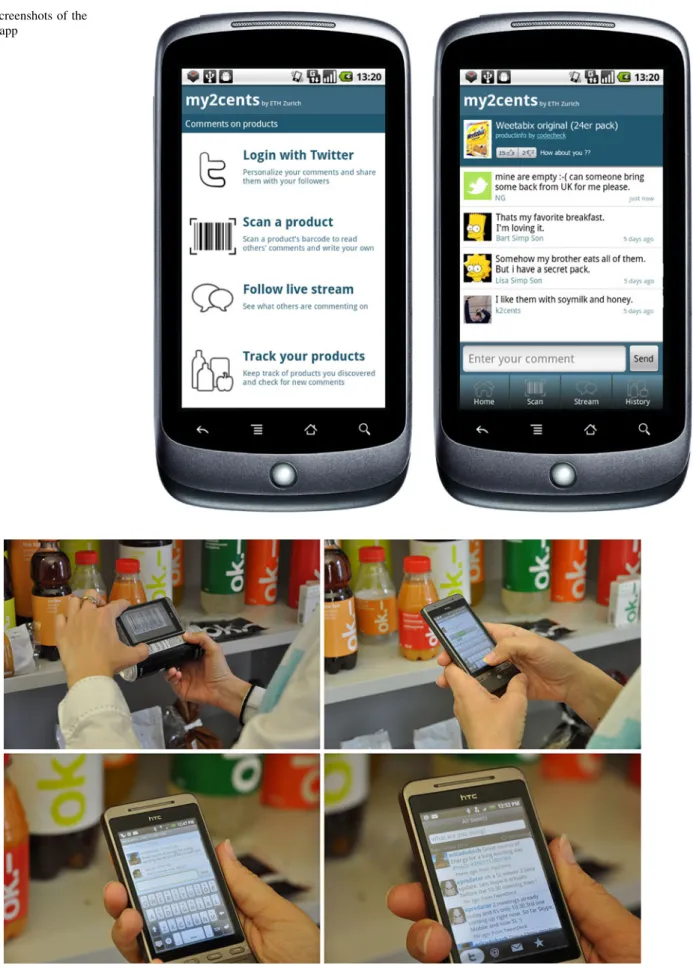 Fig. 3 Screenshots of the Android app