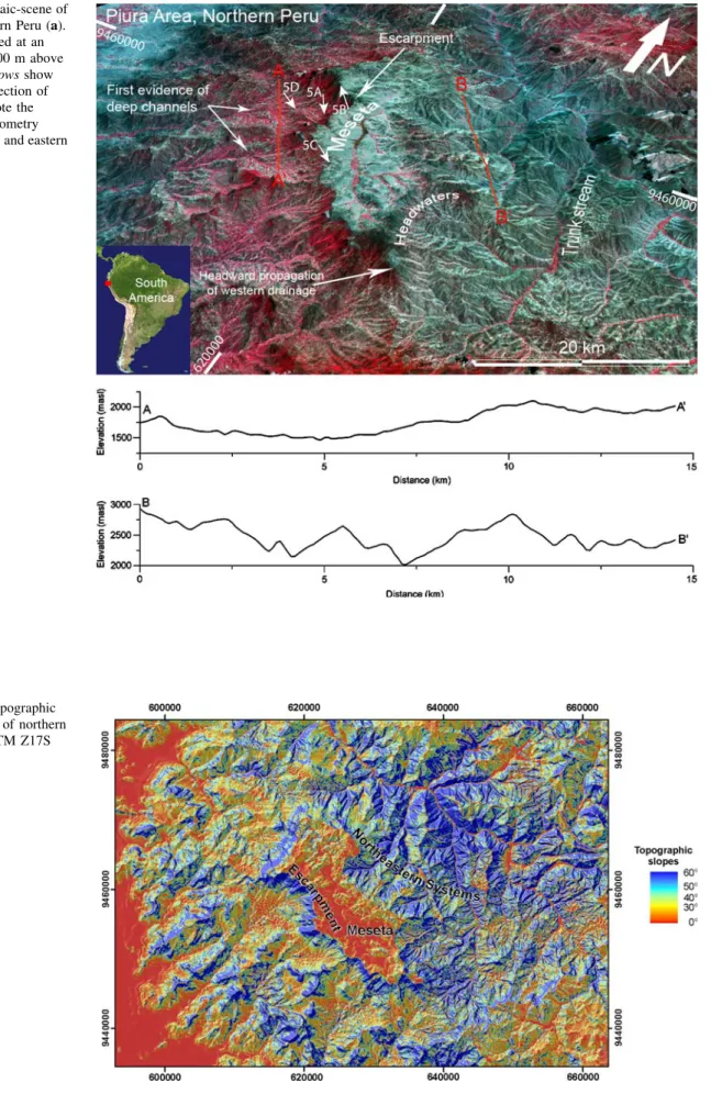 Fig. 4 ASTER mosaic-scene of the Andes of northern Peru (a).