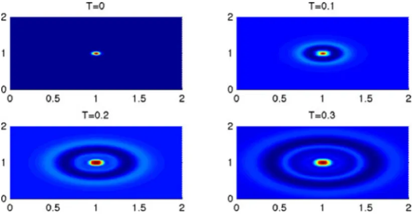 Fig. 6 Soliton propagation in two dimensions on 200 × 200 mesh with r ˆ g = 10 −2