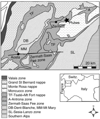 Fig. 1 Geological map of the study area in the west-central Alps (after Dal Piaz et al