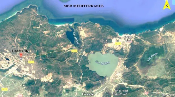 Figure 1: Localisation lac Noir dans le PNEK (Google Maps 2019). 