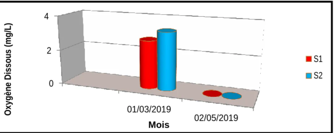 Figure 10: Variations des teneurs en oxygène dissous du Lac Noir. 
