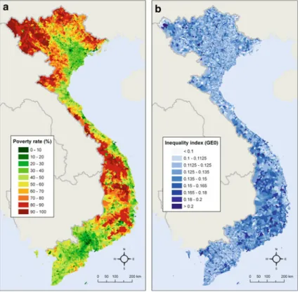 Fig. 1 The spatial distribution of poverty rate and inequality
