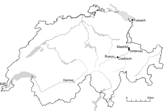 Abb. 1. Fundorte der natürlichen Populationen und ursprüngliche Herkunft der ex-situ Kul- Kul-turen von Typha minima