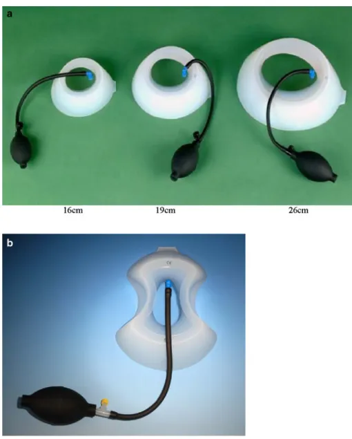 Fig. 1 a Vacuum bell in three different sizes (left 16 cm, middle 19 cm, and right 26 cm in diameter)