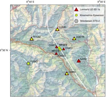 Fig. 3 Map of the AlpTransit seismic network.