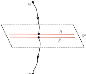 Fig. 9. The two sets of open strings in the covering geometry, going from the probe branes to the orientifold