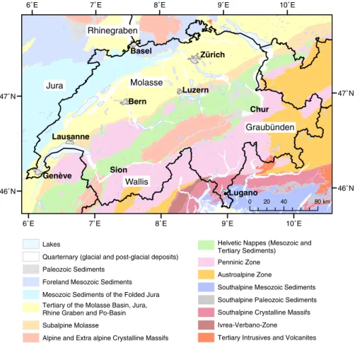 Fig. 1 Seismotectonic map of Switzerland and surrounding region.