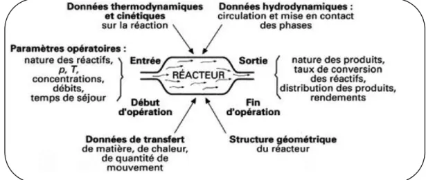 Figure 1 :  Facteurs gouvernants le fonctionnement d’un réacteur chimique                     