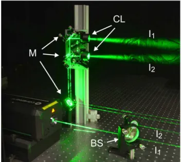 Fig. 7 Close-up on the illumination of the simultaneous ILDV and PIV measurement