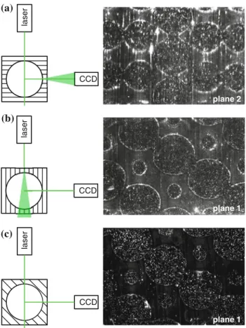 Fig. 5 Influence of the alignment of the laser light sheet and the camera axis to the layers of the structure generated by the stereolithographic fabrication process