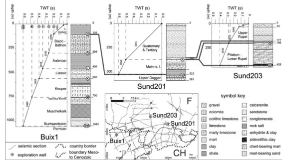 Fig. 4 Structural map of the base-Mesozoic surface in s TWT and dissecting faults. The reference datum is at 500 m above sea level