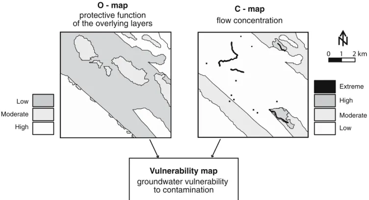 Fig. 4 O and C map of the test site. The resulting vulnerability map is shown in Fig. 5