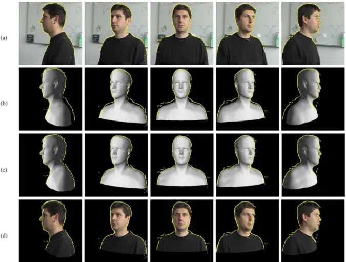 Figure 11. Reconstruction from an uncalibrated video sequence. (a) 5 of 14 images from a short video sequence