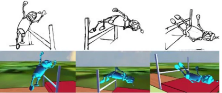Fig. 5. Some frames from the planned storyboard and the final ren- ren-dered animation