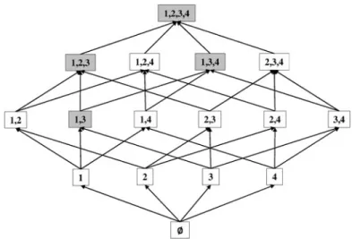 Fig. 2 Representation of an induced set in the Hasse diagram of the configurations